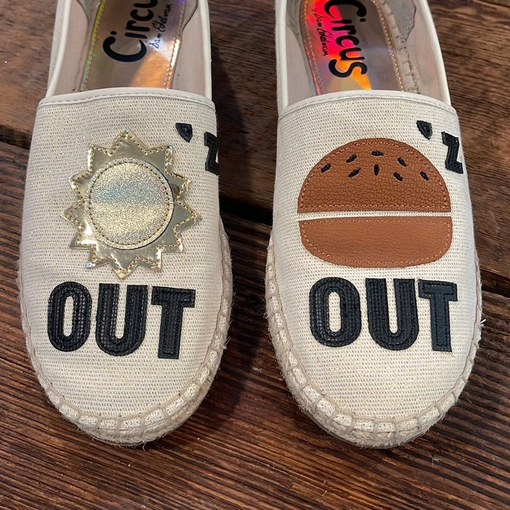 CIRCUS BY SAM EDELMAN LENI 3 ESPADRILLES SUN’Z OUT BUN’Z OUT SLIP ON FLATS
